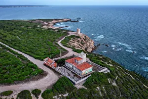 Digital Prints: Lighthouse on Mannu Cape wild coast of Sardinia