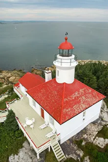 Red Roof Prints: Lighthouse on Pot a l'Eau-de-Vie islands, Quebec province, Canada, North America