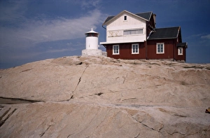Swedish Prints: Lighthouse on Stora Svangen at entrance to Kosterfjord