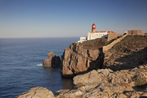 Sagres Prints: Lighthouse at sunrise, Cabo de Sao Vicente, Sagres, Algarve, Portugal, Europe