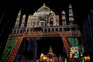 Taj Mahal Prints: Lighting arrangements depicting the Taj Mahal, Kolkata, West Bengal, India, Asia