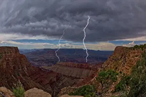 Stormy Prints: Lightning striking inside the Grand Canyon during the 2023 Arizona Monsoon season