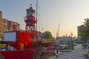 The Netherlands Prints: Lightship now used as a restaurant, Havenmuseum, Leuvehaven, Rotterdam, South Holland