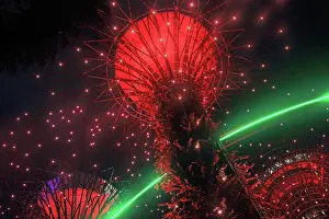 Sights Prints: Lightshow, The Gardens by the Bay, Singapore