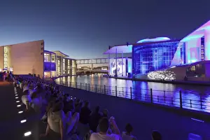 Lightshow about German history, Marie Elisabeth Lueders Haus and Paul Loebe Haus building