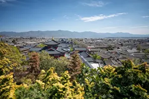 Lijiang Prints: Lijiang Old Town with Mufu (Mu Residence) (Wood Mansion), Lijiang, Yunnan, China, Asia