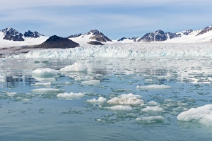 Floating On Water Prints: Lilliehook glacier in Lilliehook fjord, a branch of Cross Fjord, Spitsbergen Island