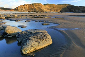 Beachcombing Prints: Limestone cliffs and beach, Dunraven Bay