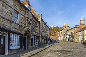 Cobbled Prints: Lincoln Cathedral viewed from the cobbled Steep Hill, Lincoln, Lincolnshire, England