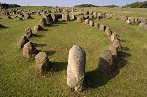 Cemeteries Prints: Lindholm Hoje Viking grave, near Alborg, Denmark, Scandinavia, Europe