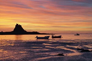 Lindisfarne at sunrise, Holy Island, Northumberland, England, United Kingdom, Europe
