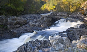 Rushing Water Prints: The Linn of Tummel on the River Tummel in autumn, near Pitlochry, Perth and Kinross