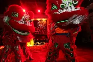 Images Dated 9th March 2010: Lion dance performers, Chinese New Year, Ho Chi Minh City, Vietnam, Indochina