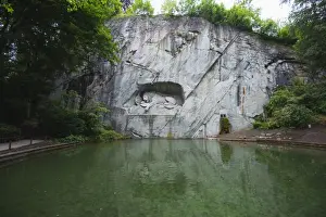 Lion Monument by Lucas Ahorn for Swiss soldiers who died in the French Revolution, Lucerne, Switzerland, Europe