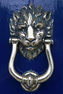 Doors Prints: Lion polished brass door knocker, Georgian house, Merrion Square, Dublin