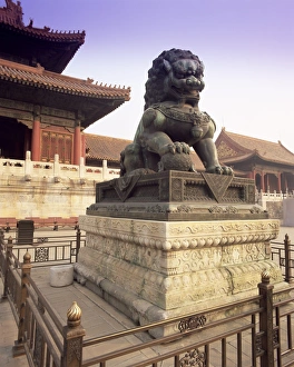 Iron Work Prints: Lion statue, Forbidden City, Beijing, China, Asia