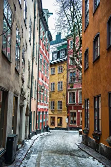 Stockholm Prints: Little alleys in the old quarter of Gamla Stan in Stockholm, Sweden
