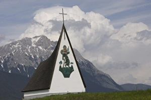 Austrian Prints: The little church in the meadows, Mieming, Sonnenterrase, Austria, Europe