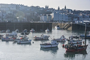 Quayside Prints: Little fishing boats in the harbour of Saint Peter Port, Guernsey, Channel Islands