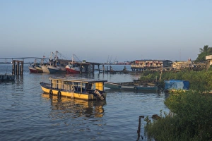 Industrial Prints: Little fishing boats on the Suriname River, Paramaribo, Surinam, South America