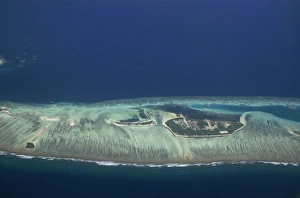 Maldives Prints: Little Hura on left and Big Hura on right, Male Atoll, Maldive Islands