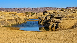 Oasis Prints: Little lake near Trou du Natron, Tibesti Mountains, Chad