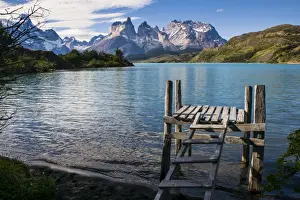 Lake Pehoe Prints: Little pier on Lake Pehoe in the Torres del Paine National Park