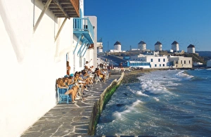Cyclades Prints: Little Venice, Mykonos, Cyclades, Greek Islands, Greece, Europe