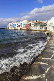 Cyclades Prints: Little Venice promenade, Mykonos Town (Chora), Mykonos, Cyclades, Greek Islands, Greece