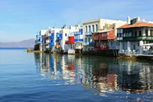Cyclades Gallery: Little Venice reflections, Mykonos Town (Chora), Mykonos, Cyclades, Greek Islands, Greece, Europe
