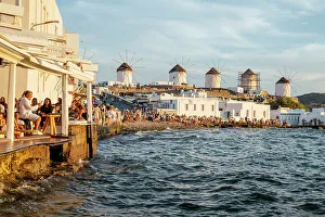 Sea View Prints: Little Venice at sunset, Chora (Mykonos Town)
