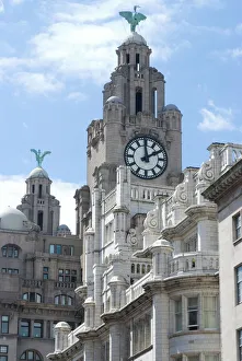 Clock Prints: The Liver Building, one of the Three Graces, riverside, Liverpool, Merseyside