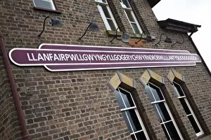 Sign Collection: Llanfair PG train station, the longest town name in the world, Wales, United Kingdom