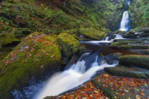 Llanrhaeadr ym Mochnant, Pistyll Rhaeadr Waterfalls, Berwyn Mountains, Powys, Wales, United Kingdom, Europe