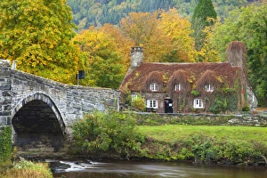 17th Century Prints: Llanrwst Bridge (Pont Fawr), Clwyd, Snowdonia, North Wales, United Kingdom, Europe