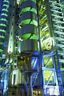 Richard Rogers Prints: Lloyds Building at night, City of London, London, England, United Kingdom, Europe