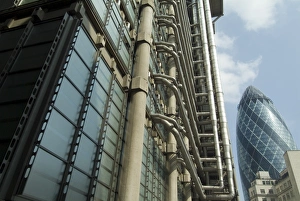 Office Building Prints: The Lloyds Building and Swiss Re Building (Gherkin), City of London, London