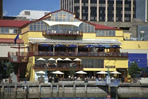 Cafes Prints: Loaded Hog Cafe, a restaurant on quayside, Auckland, North Island, New Zealand, Pacific