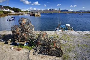 Fishing Prints: Lobster pots at Roundstone Harbour, Connemara, County Galway, Connacht