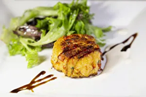 Crustacean Prints: A lobstercake, an appetizer made with locally caught lobster, served in Chester
