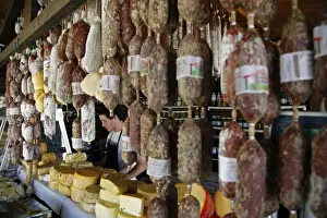 Meat Prints: Local food stall selling salamies and cheese near Tafi del Valle