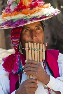 Local residents of Taquile Island, Lake Titicaca, Peru, South America