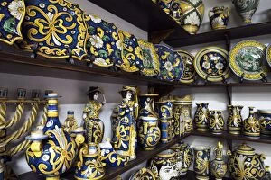 Locally made ceramics, Caltagirone, Sicily, Italy, Europe