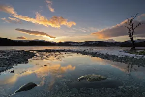 Scottish Prints: Loch Ard and Ben Lomond in mid-winter, Trossachs, Scotland, United Kingdom, Europe