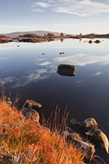 Loch Ba on a frosty morning at Rannoch Moor, a Site of Special Scientific Interest, Perth and Kinross, Highlands, Scotland, United Kingdom, Europe