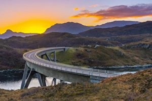 Loch a Chairn Bhain, Kylesku, Kylesku Bridge, landmark on the North Coast 500 Tourist Route