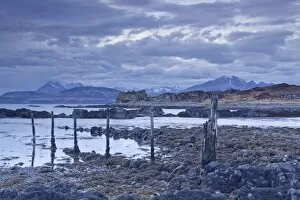 Wooden Post Gallery: Loch Eishort and the Cuillin Hills on the Isle of Skye, Inner Hebrides, Scotland, United Kingdom