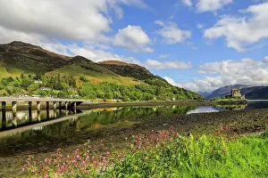 Heritage Site Prints: Loch Long with the A87 road bridge and 13th century Eilean Donan Castle beyond