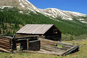 Rural Location Prints: Log cabin at Independence town site founded 1879 when gold discovered