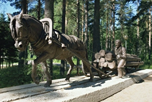 Logging Prints: Logging as it used to be done with horses, Finnish Forestry Museum, Lusto